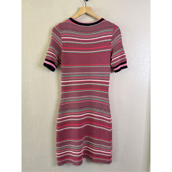 Anthropologie Aldo Martins Alice Stripe Knit Dress Womens Medium Pink Red Ruffle - Picture 10 of 15